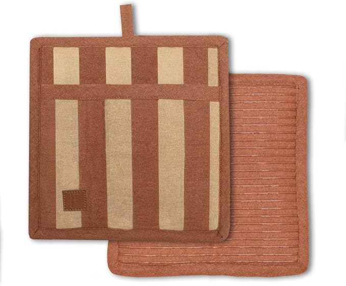Folkulture Pot Holders for Kitchen | Pack of 2 Ribbed Soft Silicone Hot Pads by FOLKULTURE