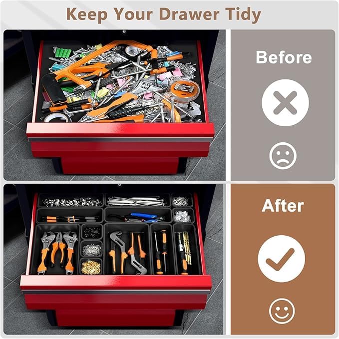 A-LUGEI【Large Size】【5 Pcs】 Tool Box Organizer Tray Divider【Single Size】 Black - Image 4