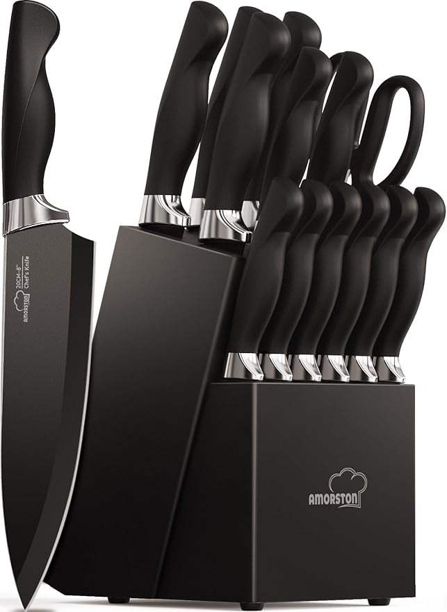 Amorston Knife Set, 15 Pieces Kitchen Knives Set by Amorston