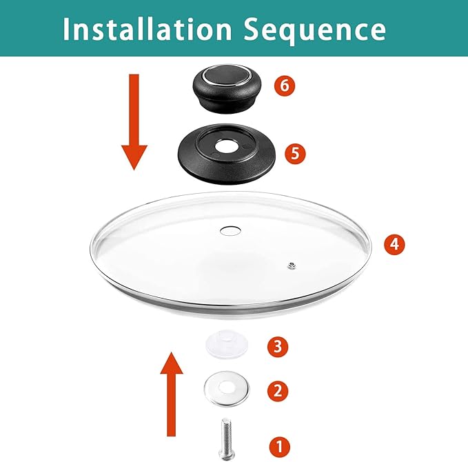12 Inch Glass Lid for Frying Pan Lid, Pan Lid, Pot Cover, Compatible - Image 3