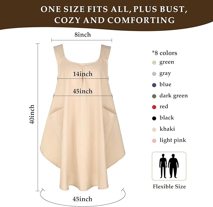 Apron for Women with Pocket Cotton Linen, Japanese Cross Back Apron for - Image 2