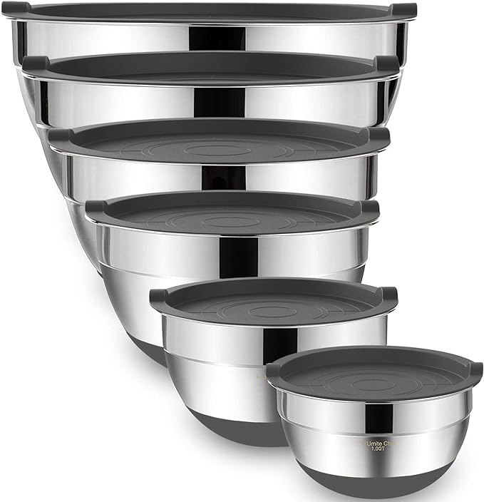 Umite Chef Mixing Bowls with Airtight Lids，6 piece Stainless Steel Metal by UmiteChef