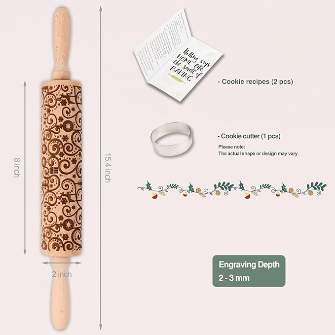 Floral Reindeer Embossed Rolling Pins - Image 4