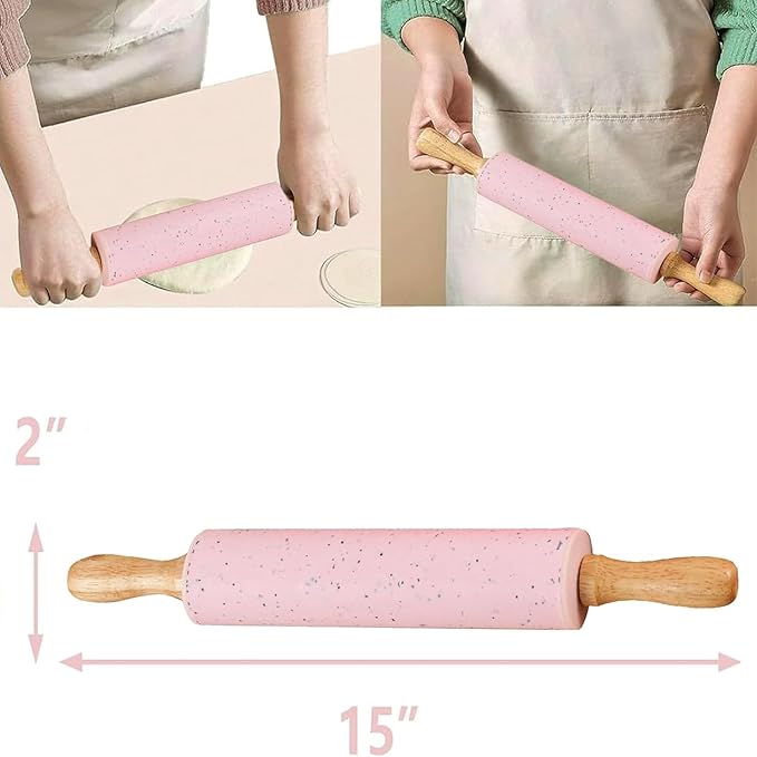 Silicone Rolling Pin for Baking, 15Inch Pastry Dough Roller - Image 5