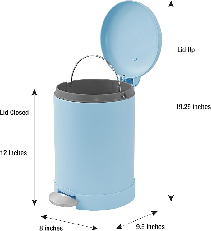 Glad Small Trash Can, 1.2 Gallon | Round Stainless Steel Garbage Bin - Image 2