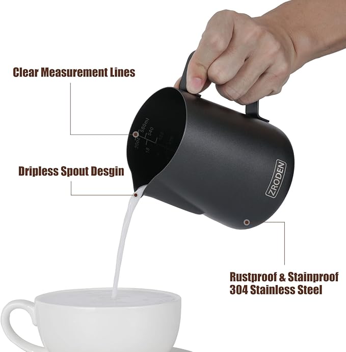 Milk Frothing Pitcher, 20oz Espresso Steaming Pitchers Stainless Steel - Image 3