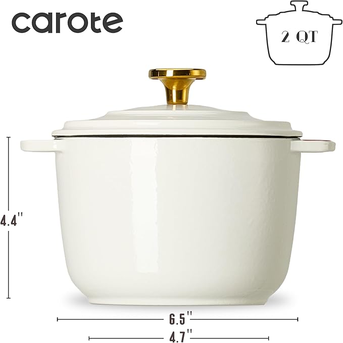 CAROTE 2QT Enameled Cast Iron Dutch Oven Pot - Image 2