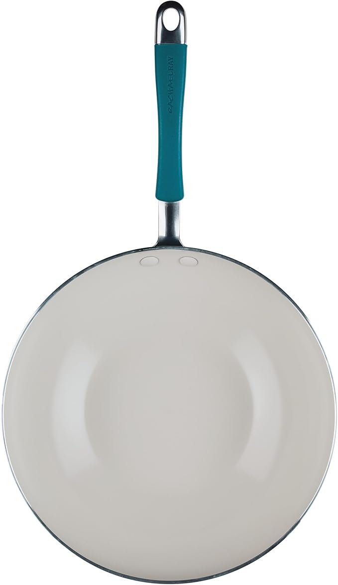 Rachael Ray Cucina Ceramic Nonstick Stir Fry Pan and Lid, 11 Inch Non Stick Wok - Image 10