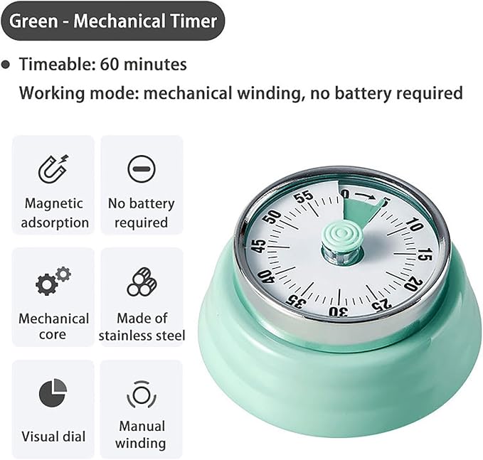 Elegant Stainless Steel Vintage Kitchen Timer - Image 2