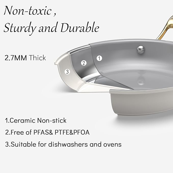 10-Inch Ceramic Non-Stick Cookware Set, 8-in-1 Multifunctional Cookware - Image 2