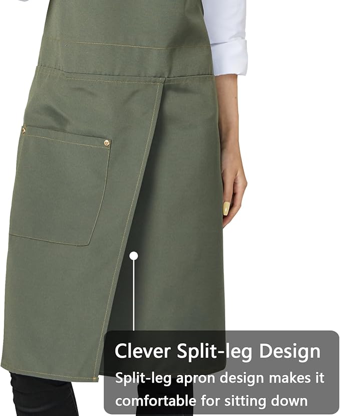 KITCHIEF Pottery Apron Split Leg, Cross Back Chef Apron - Image 2
