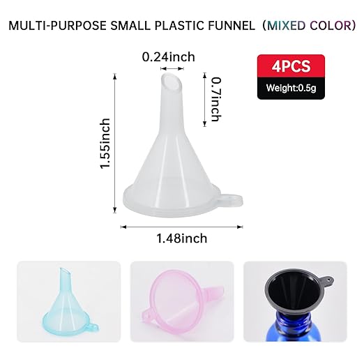 Mini Funnel 4-Pack for Lab Bottles, Sand Art, Essential Oil, Recreational - Image 2
