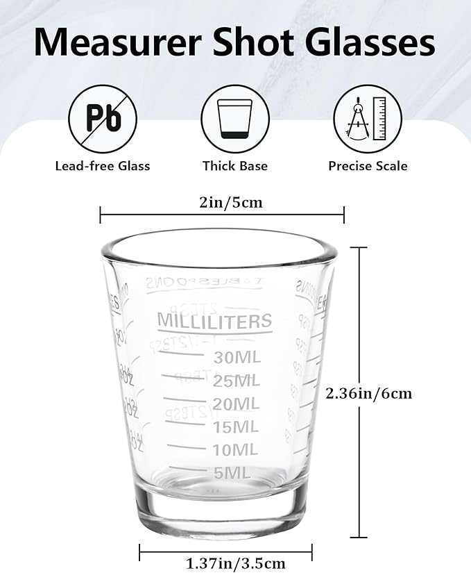 SAIAOKJ Shot Glasses Measuring Cup Set 6 Pack Espresso Shot Glasses Liquid - Image 2