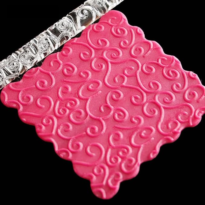 Acrylic Rolling Pin with 28 Patterns, Lightweight 6.3x0.4 Inch Textured Design - Image 3