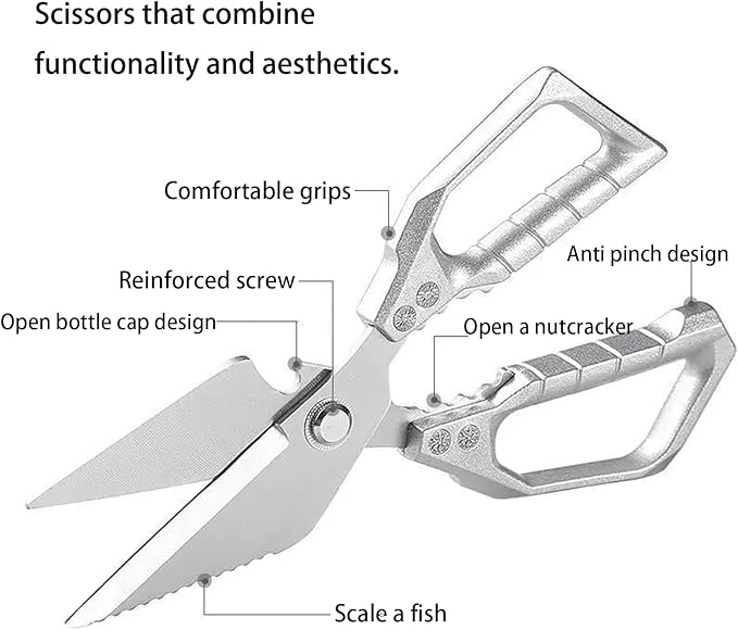Kitchen Scissors all Purpose, Stainless Steel Kitchen Shears, Meat Scissors - Image 2