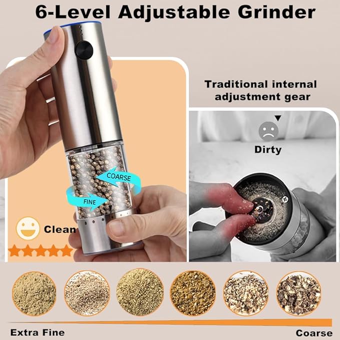 Rechargeable Electric Salt and Pepper Grinder Set, Upgraded Larger Capacity - Image 2