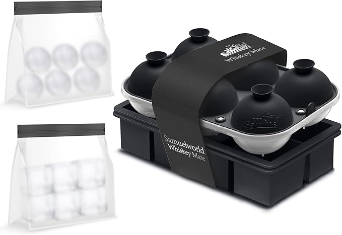 Samuelworld Premium Ice Tray Combo, New Upgraded Large Ice Sphere Maker Ice by Samuelworld