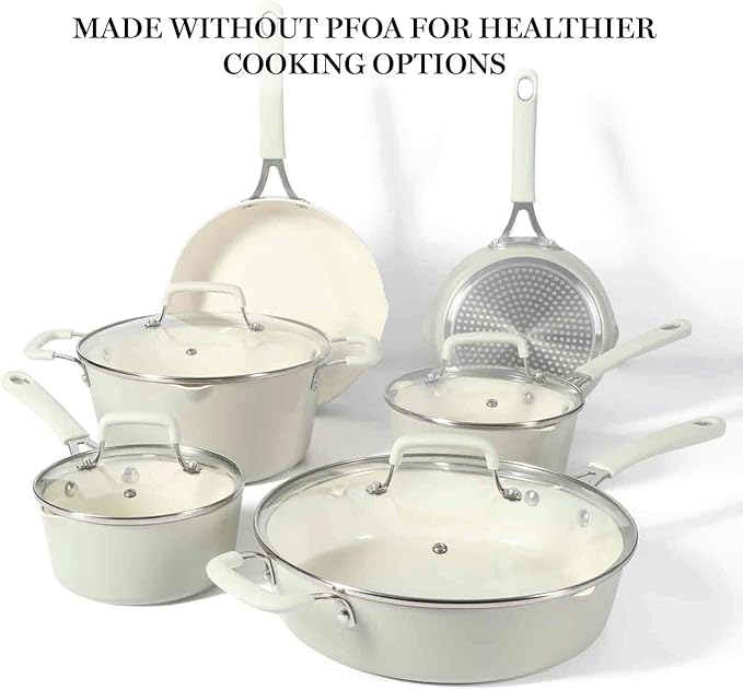 Martha Stewart Heathland Premium Nonstick PFA Free Ceramic Interior 10-Piece - Image 4