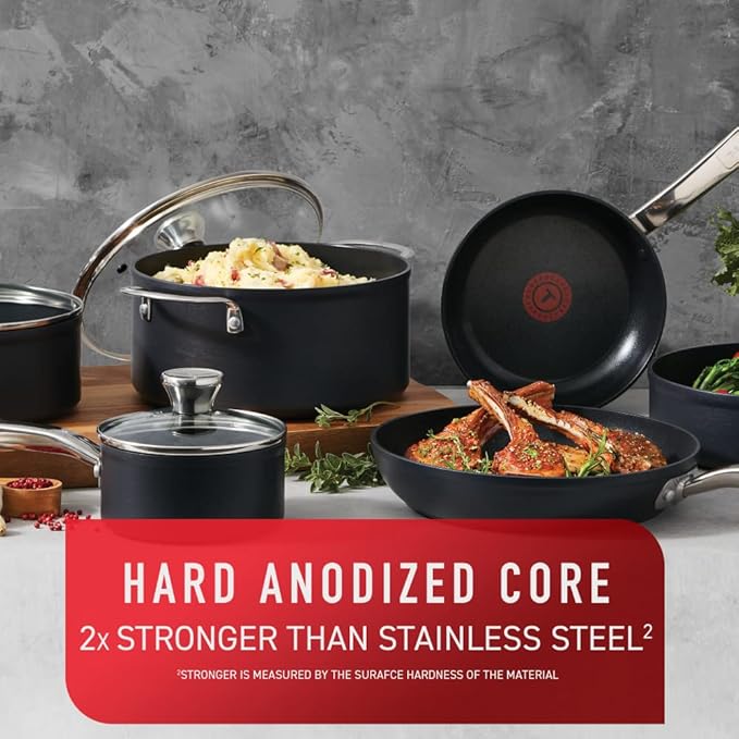 T-fal Platinum Hard Anodized Nonstick Cookware Set 12 Piece Oven Broiler Safe - Image 2
