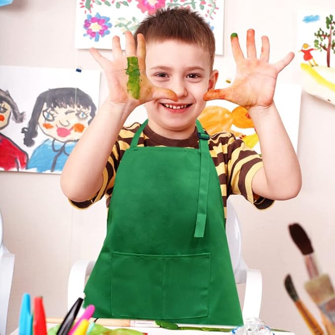 SINLAND Kids Apron with Pocket 2 Pack Children Chef Apron - Image 3
