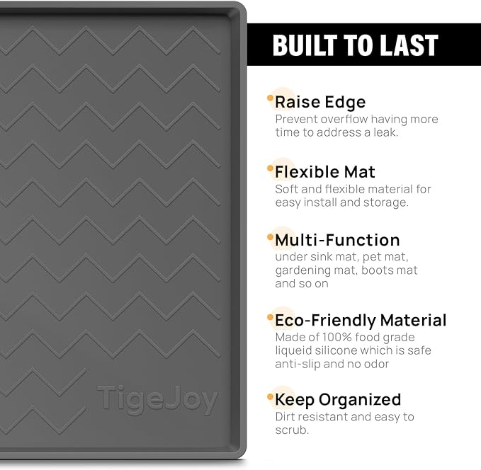 TigeJoy Under Sink Mat 28" x 22", Silicone Mats in Kitchen Bathroom Organizers - Image 3