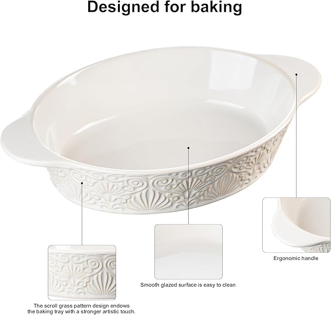 Dafuceramic Casserole Dishes for Oven Sets of 3, Ceramic Oval Baking Dish - Image 5