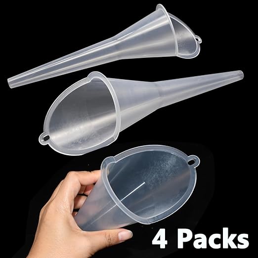 4 Pcs Long Neck Oil Funnel for Automotive, Wide Mouth Plastic Funnel, Long - Image 7