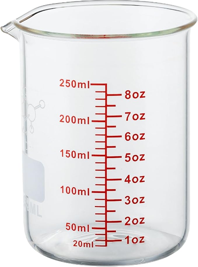 High Borosilicate Glass Measuring Cup-V-Shaped Spout, 250ml Glass Measuring by AckersBORO33