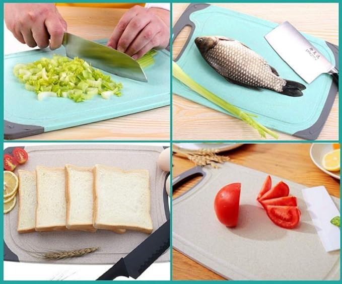 FLYINGSEA Cutting Boards For Kitchen, Anti-Skid Eco-Wheat Straw Cutting Board - Image 8