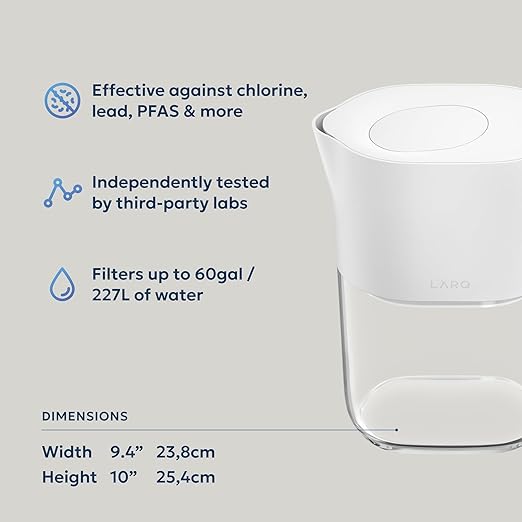 LARQ Water Filter Pitcher 1.9L – Nano Zero Filter Removes Chlorine, PFAS & More - Image 2