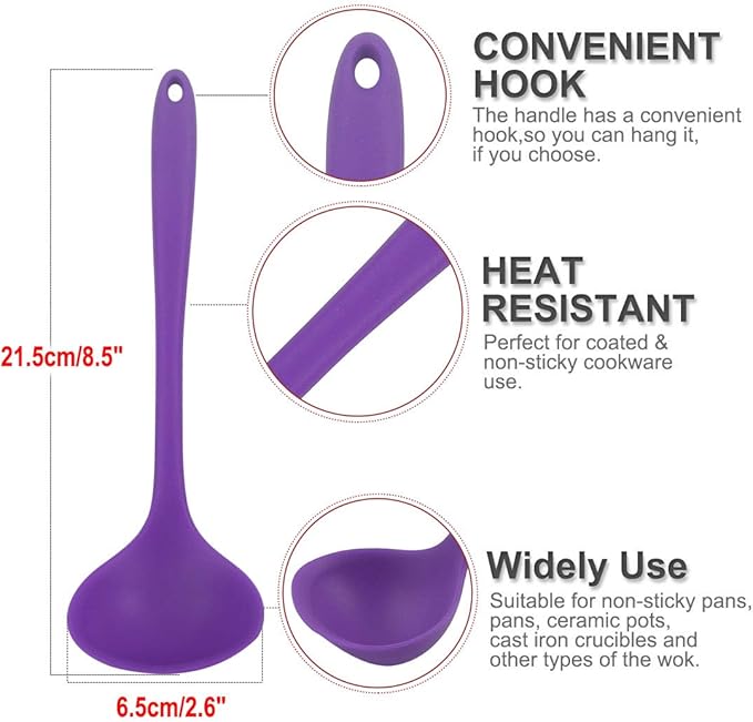 uxcell Silicone Soup Ladle Spoon 8.5 Inch Heat Resistant to 450°F One Piece - Image 4