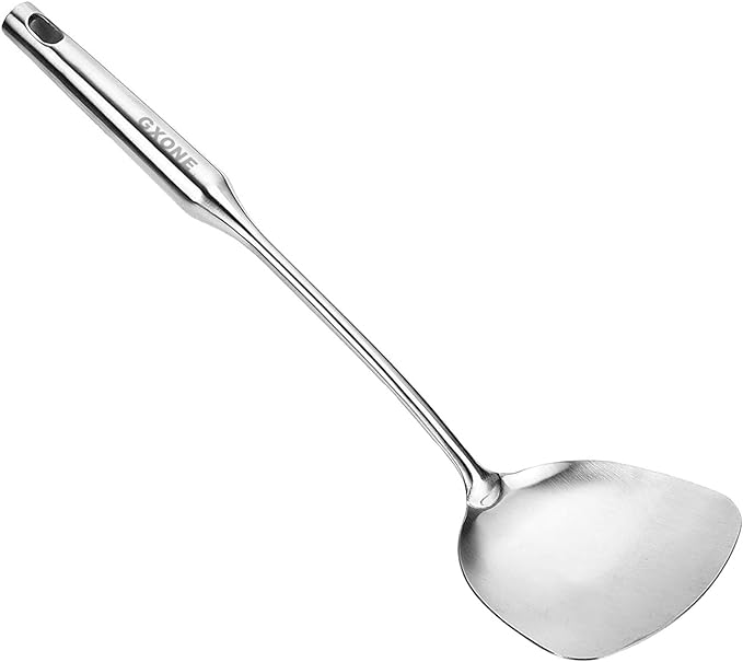 Wok Spatula Stainless Steel, Wide Metal Spatula by GXONEHomeKitchen
