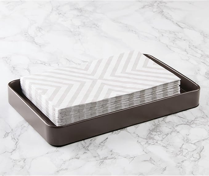 mDesign Modern Decorative Metal Guest Hand Towel Tray Holder Organizer - Image 3