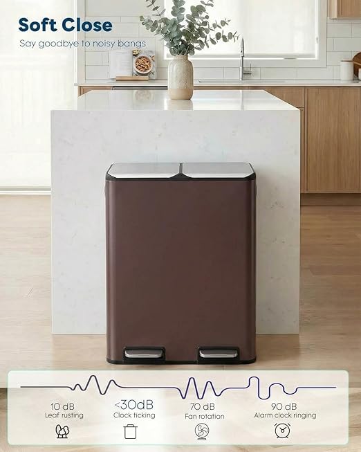 ComfyCorner 16 Gal Dual Trash Can, Stainless Steel Kitchen Garbage Bin - Image 6