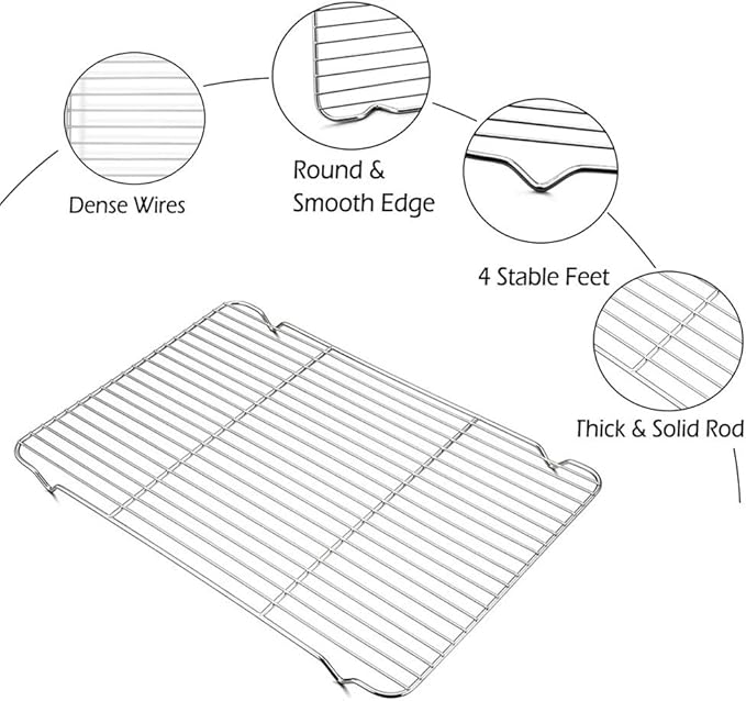 Oven Roasting Rack 11 x 15.4 inch Rectangle Baking Cooling Steaming Grilling - Image 5