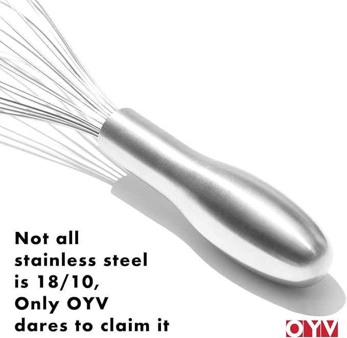 OYV 8" Whisk, Ergonomic Handle, Dishwasher Safe 18/10 Stainless Steel Whisk - Image 3