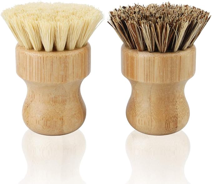 2 Pack Bamboo Dish Scrub Brush, Picowe Natural Scrub Cleaning Brush Vegetable by Picowe