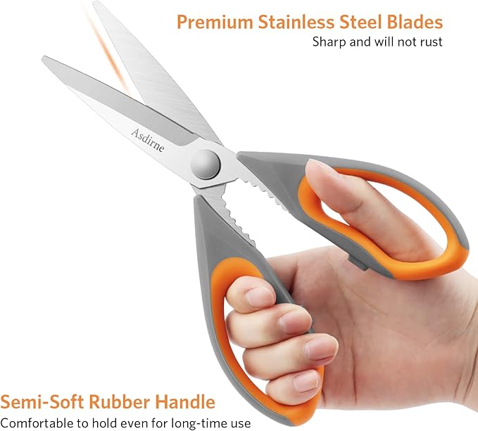 Asdirne Kitchen Scissors Set, Knife-Grade Stainless Steel, TPR Comfortable - Image 4