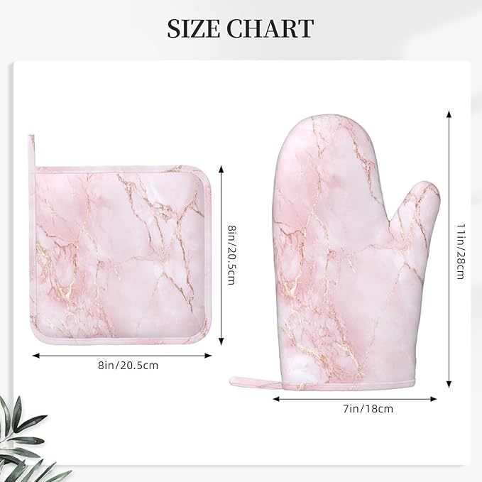 Oven Mitts and Pot Holders Light Pink Marble Art Silicone Kitchen Accessories - Image 3