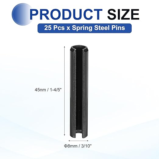 MECCANIXITY 25Pcs Slotted Split Roll Pins 3/10 Inch Dia. 1-4/5 Inch Length 65Mn - Image 2