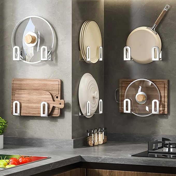 Self Adhesive Stainless Steel Pan Cover Racks, Pantry Organization Rack - Image 7