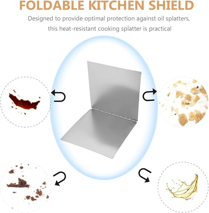 ABOOFAN Stainless Steel Oil-Proof Kitchen Shield 11.8 Inch Foldable Grease - Image 2