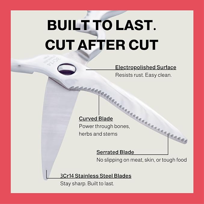 Heavy Duty Kitchen Scissors for Food — All Purpose Cooking Scissors, All - Image 4