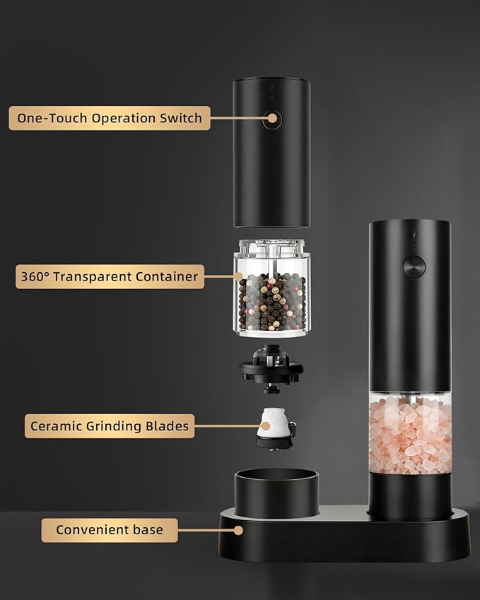 Electric Salt and Pepper Grinder Set Rechargeable, Automatic Salt and Pepper - Image 9