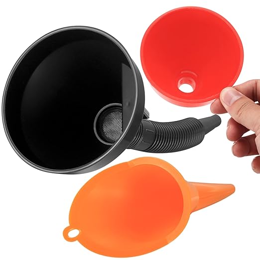 3 Pcs Automotive Funnels Set, Wide Mouth Fuel Funnels, Plastic Long Neck Oil - Image 3