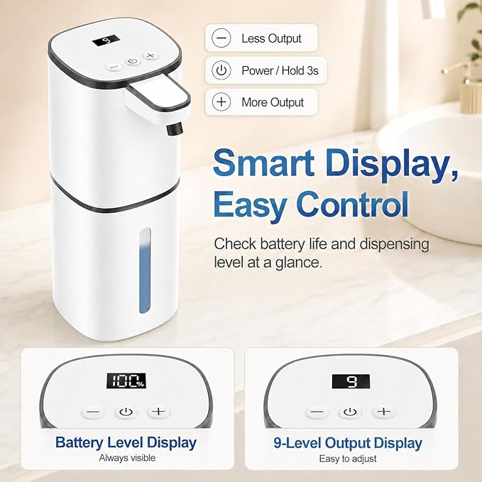 Automatic Liquid Soap Dispenser, 9 Adjustable Levels, 380ml/12.8oz, Touchless - Image 2