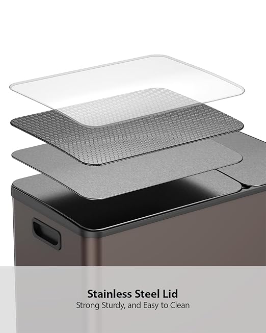 Lovewind Double Trash Can Kitchen, 13+5.5 Gallon Stainless Steel Dual Trash and - Image 5