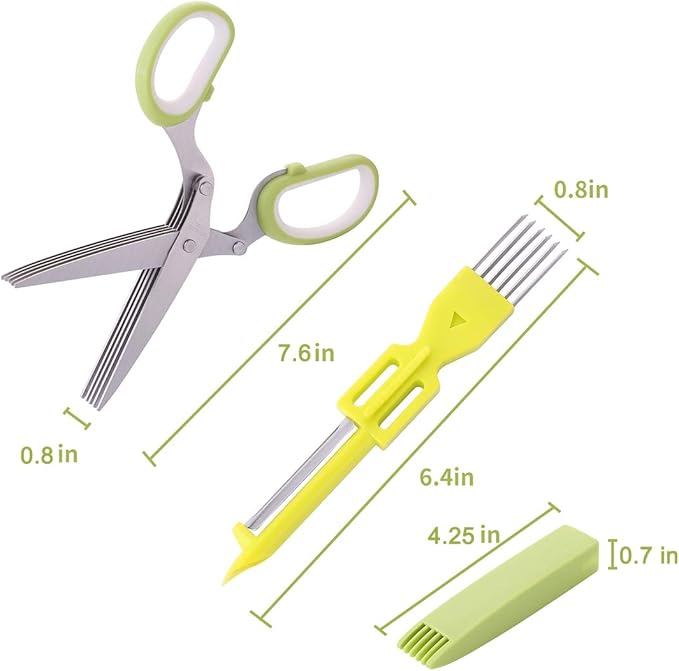 2-Pack Herb Scissors Set with 5 Blades & 3 Blades, Paper Shredding, with - Image 9
