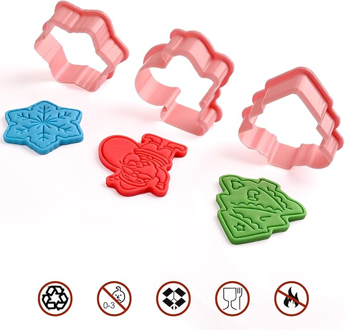 Christmas Cookie Cutters with Plunger Stamps Set, Gingerbread Boy/Girl Snowman - Image 4