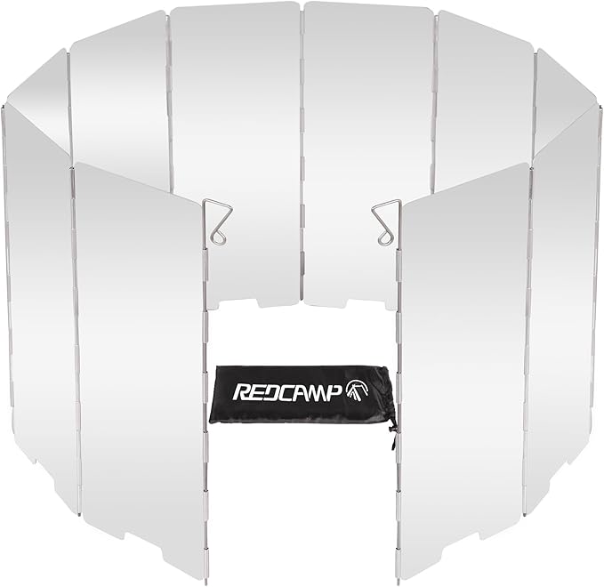 REDCAMP Folding Outdoor Stove Windscreen, 10 Plates Aluminum Camping Stove by REDCAMP